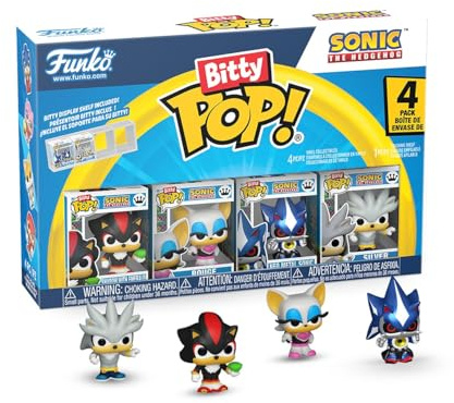 Funko Bitty POP! 4 Pack: Sonic the Hedgehog - Shadow | Offizieller Fanartikel und Merch - Winzige Mini Figuren mit Display Regal - Tortendeko, Mitgebsel und Wichtelgeschenk