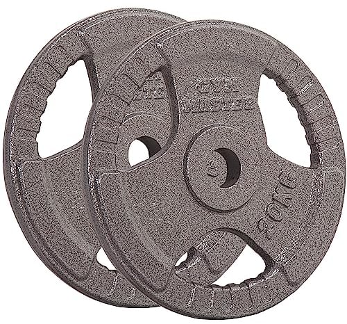 GYM MASTER Pair of Tri Grip 2 Olympic Weight Plates in Cast Iron - 20kg