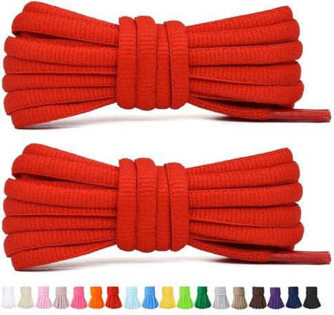 Stepace 2 Pares de Cordones Redondos de 60cm para Sneakers, Longitud 200cm 18 Colores, Cordones de Zapatos Rojo 80cm