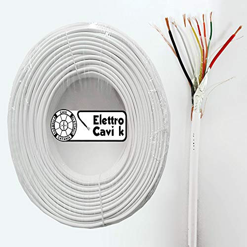 ® ELETTRO CAVI K - CAVO ALLARME SCHERMATO 2x0,75+6x0,22 MM² ANTIFURTO VIDEOSORVEGLIANZA TELECAMERE 8 POLI ALIMENTAZIONE 2x0.75+6x0.22 MULTIPOLARE PROFESSIONALE IN RAME 50 METRI
