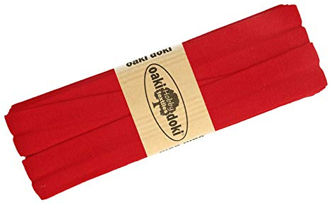 Schrägband Jersey 3m Breite 20mm Oaki Doki Tricot de Luxe Einfassband elastisch über 80 Farben, Farbe:rot