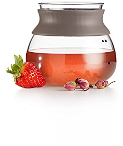 Lékué Infusor de Té, utensilio para peparar el té, vidrio borosilicato y silicona Marrón