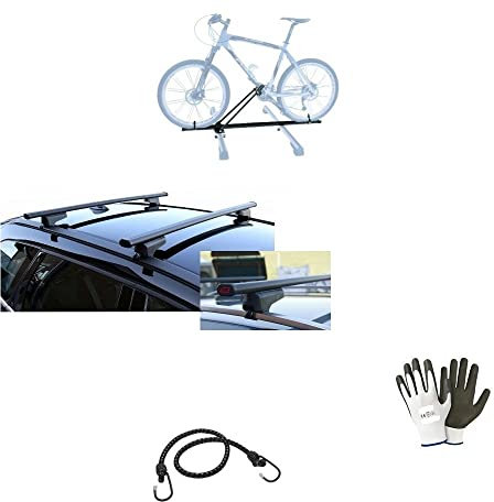 Compatible avec Nissan Qashqai + 2 5P 2011 barres de toit pour toit de voiture de 130 cm + porte-vélos de toit pour 1 vélo barre pour vélo de route aussi bien hautes que basses