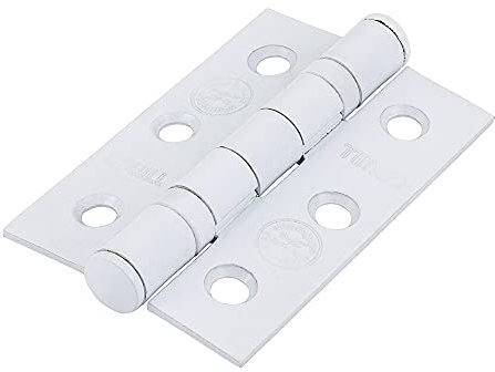 TIMCO Fire Door Hinge for Internal Residential Doors - Ball Bearing Hinge Epoxy White - 76 x 51 x 2.2