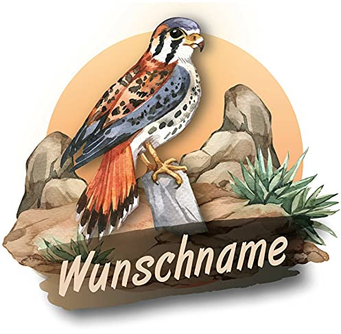 Samunshi® Raubvogel Falke Aufkleber mit Namen Autoaufkleber Namensaufkleber Kinder Namensetikett für Brotdosen Babyaufkleber Kinderaufkleber 25 x 25cm Raubvogel Falke