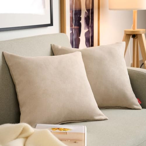 Blumtal 2er Set Kissenbezug 60x60 Taupe - kuschelige Chenille Kissenbezüge mit verstecktem Reißverschluss, Oekotex Zertifizierte Kissenhülle für Deko-Kissen Sofakissen Polster & Zierkissen