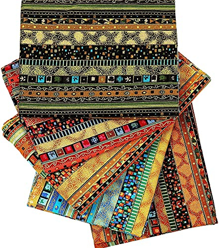 Ethnic Cotton Craft Fabric Bundles Patchwork,Fabric Fat Quarters Bundle 5PCS 50 x 40cm Fat Sewing Patchwork Different Pattern Cloths DIY Scrapbooking Artcraft (Ethnic-5-50 * 40)