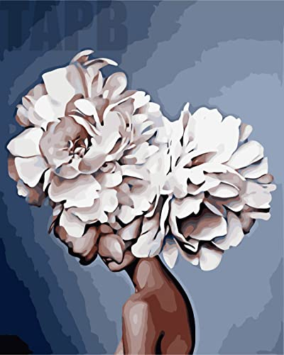 Zdklfm69 Malen nach Zahlen Ölgemälde nach Zahlen Abstrakte Blumenmädchen Portrait DIY Handgemalte Auf Leinwand Ölbilder Nach Zahlen Wanddekor Geschenk 40x50cm