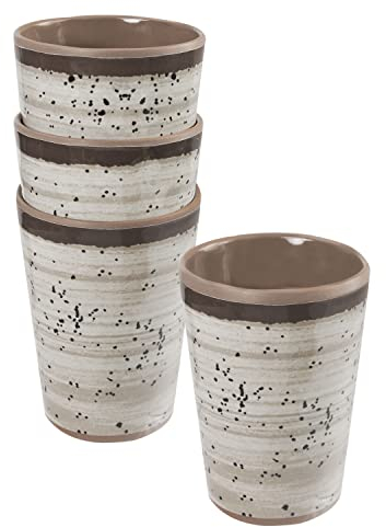 Melamin Camping 4 Becher 400ml braun beige - Trinkbecher Kaffeetasse Kaffeebecher Tasse - Geschirrset Tafelgeschirr