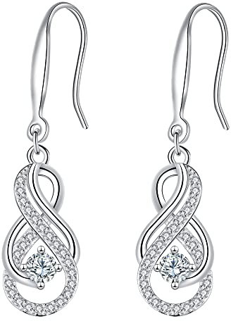 Hifeeled Unendlichkeit Ohrringe Damen 925 Sterling Silber Baumel Ohrringe mit Zirkonia für Frauen Schmuck Geschenk