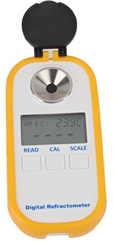 Asixxsix Digitales Refraktometer, Tragbarer Digitaler BRIX-Tester mit Hoher Genauigkeit von 0-90% und Großem LCD-Bildschirm Wasserdichtes Kaffeekonzentrations-Refraktometer für Zucker, Bier