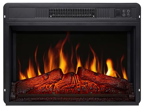 ArtiFlame Elektrokamin AF23S, Elektrischer Einbaukamin mit Heizung 1800 W, realistischer Flammeneffekt, LED-Beleuchtung, Fernbedienung, Timer, Thermostat, Knistereffekt, Schwarz