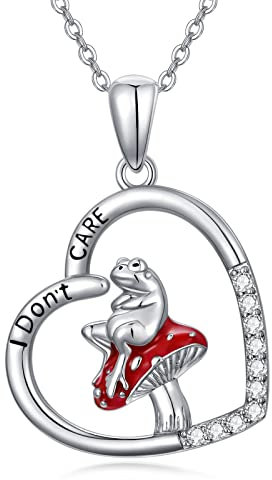 Frosch Pilz Halskette 925 Sterling Silber Frosch Pilz Anhänger Schmuck Frosch Pilz Geschenk für Frauen Mädchen