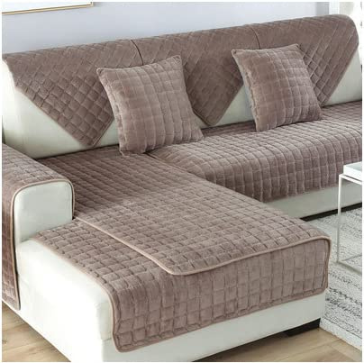 WYJHNL Sofabezug/Sofahusse, Sofabezüge/Schonbezüfe Super Weicher Flanell Dick Warm überwürfe/Sofaschoner Bequemer Plüsch rutschfest Decke Möbelschutz Für Wohnzimmer 90 * 160cm Coffee