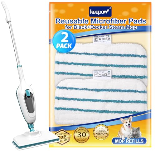 KEEPOW Lingettes pour Black et Decker Steam Mop Balai Nettoyeur Vapeur, Alternative à FSMP20, Lot de 2 Lingettes Expérience Kit