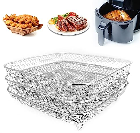 EUBEISAQI Gitterrost zum Kochen - Stapelbarer 3-stufiger Draht-Backrost aus Edelstahl | Multifunktionaler Backrost zum Kochen im Ofen, Luftfritteuse, Mikrowelle, Dampfgarer, Backofen