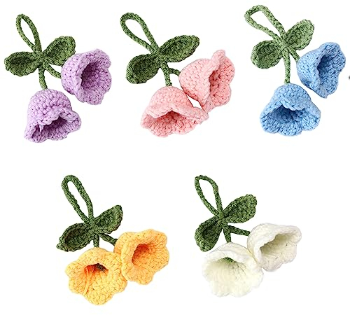 Sctmda Auto Rückspiegel Ornament 5 Stück Gehäkelte Rückspiegel Anhänger Gehäkelte Glockenblumen Anhänger Autospiegel Anhänger Auto Spiegel Anhänger Ornament Zubehör Auto Rückspiegel Hängen 5 Farben