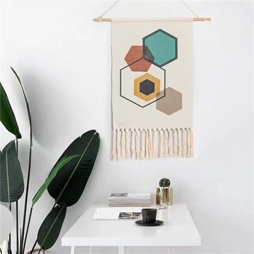 BMIDRUT Arazzo da parete in tessuto macramè, decorazione per la casa, stile bohémien, per casa, appartamento, dormitorio, 50 x 85 cm