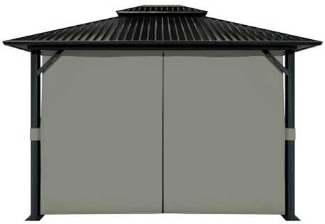 Aoodor 4 Panels 3x3m Outdoor Gazebo Curtains, Gray (Curtain Only) | Waterproof Privacy Sidewall Replacement with Zipper for Patio Pergola and Canopy