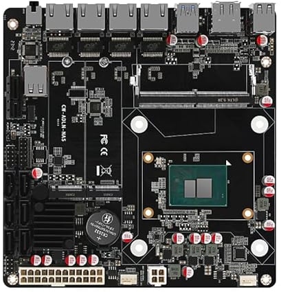 N100 NAS Motherboard, NAS Motherboard CPU Combo, Mini ITX Mainboard mit Intl N100, 4*Intl i226 2.5G LAN 6*SATA3.0 1*DDR5 2*M.2 NVMe 3.0x1, Mini ITX Board für NAS Server DIY