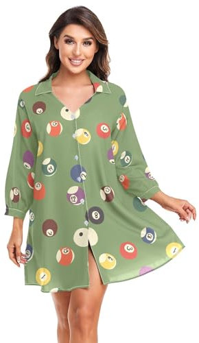 FRODOTGV Pool Billiard Game Womens Cover Up for Swimwear Beach Coverup Shirt Bathing Suit Covers for Woman Cover Up Shirt 3/4, Pool Billiard Game, Large