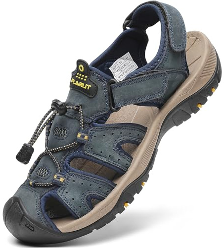FLARUT Sandali Estivi Uomo Esterni PelleTraspirante Sandali Sportivi Scarpe da Trekking Passeggiata Fisherman Casual Sneakers Antiscivolo