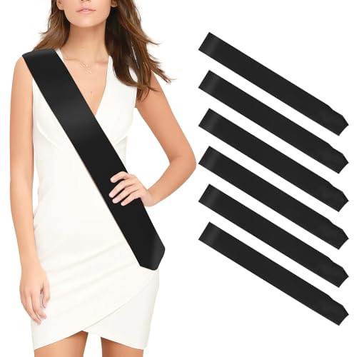 Weihnachten Schärpe 6 Stück Schwarz Schärpen blank Party Accessoire schärpe Bedrucken personalisierte Satin schärpe DIY für Geburtstag Hochzeit Bachelorette Party JGA Abitur Schönheitswettbewerb