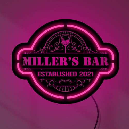 Personalisiertes Holz Barschild Neon, Individuelles Bar Neonschild, Individuelles Bar LED Schild, Bar Namensschild, Bar Leuchtschild, Bar Holzschild