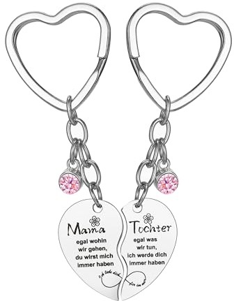 Faneeyo 2 Stück Mutter-Tochter-Herz Passend Schlüsselanhänger Schlüsselbund Set Geschenke für Mutter Muttertag von Tochter. Stil A