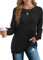 XIEERDUO Pullover Damen Sweatshirt Langarmshirt Herbst Winter Strickpullover Tunika Tshirt Elegant Oberteile Top Schwarz XL