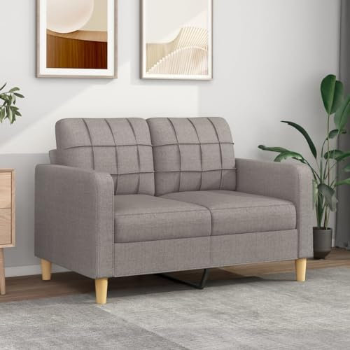 Willood 2-Sitzer-Sofa Couch für Wohnzimmer, Polstersofa mit Metallgestell, Loungesofa Zweisitzer Wohnzimmersofa Wohnzimmermöbel Taupe 120 cm Stoff