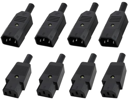 8 Pcs Prise Mâle IEC 320 C14 vers Prise Femelle C13, Connecteurs Prise d'alimentation, Connecteur d'alimentation C13, Secteur Connecteur AC 250V 10A, Adaptateur pour Ordinateur, Imprimante, Moniteur