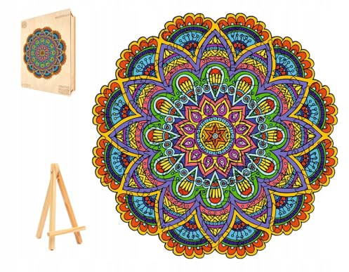 PASJO - Holzpuzzle Erwachsene mit Mandalamotiv 248 Teile 31x31 cm - Geschenkidee für Kinder - Holz Puzzle Mandala - Einzigartige Tierförmige Holz-Puzzle - Creative Jigsaw aus Holz für Erwachsene