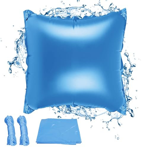 Cuscino Piscina Invernale, Cuscino Invernale Per Piscina, Cuscino Gonfiabile Per Piscina, 120 X 120 Cm Cuscino D'aria Per Piscina, Cuscino Per Piscina Invernale Rotondo, Con Corda Da 300CM*2 (Blu)