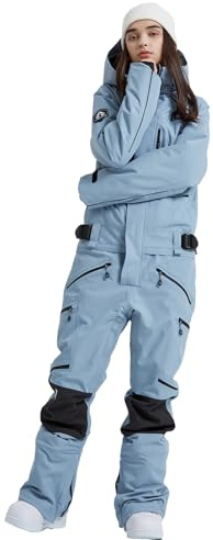HOUZONIY Mono de esquí de una sola pieza para mujer, traje de esquí, traje de esquí, mono para mujer, snowboard, esquí, deportes al aire libre, 724-azul, M