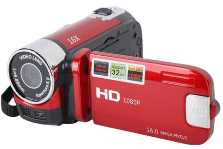 Yunir Videocamera Videocamera Registratore per Fotocamera Digitale Full HD 4K 30FPS 48MP 2,7 Pollici 16X Zoom Digitale Videocamera per Vlogging, con Cavo USB (rosso)