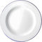 AMK® Falcon Enamel Dinner Plate Traditional White 22cm x 2D Traditionally Enameled with Blue Rim Dishwasher & Oven Safe Easy to Clean