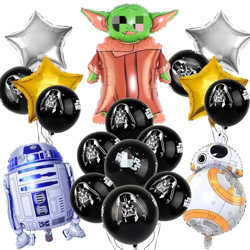 19 Pièces Ballons de Fête Starwars, Starwars Décorations Anniversaire, Ballons en Aluminium pour Décoration de Fête d'anniversaire pour Enfants (B)