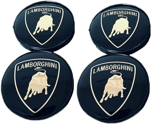 dzggs 4 stück Auto Nabendeckel für Lamborghini, Felgenkappen Radnabenkappen Nabenabdeckung Radnaben Mittel Abdeckungen Abzeichen Sticker
