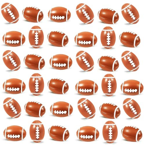 100 Pack 1.1 Inch Mini Resin Football Mini Sport Balls Mini Brown Football Small Resin Sports Ball for Birthday Gift Superbowl Decoration Football Themed Party