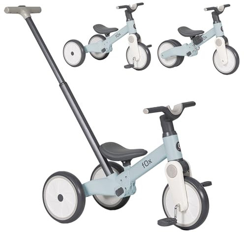 Olmitos - Triciclo Evolutivo bebé Fox 5 en 1 – Bici de Equilibrio y Pedales para Niños de 18 Meses a 3 Años - Seguro y Divertido Triciclo Sin Pedales, Bicicleta Bebe, Práctico y Seguro (Azul)