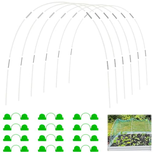 Xevinas Folientunnel Für Hochbeet, 30Pcs Gewächshausreifen Fiberglas Pflanztunnel Bögen, Multifunktionalen Pflanztunnel Rostfrei Durable Frei Biegbar Gartenreifen, Garten Zubehör Folientunnel Bögen