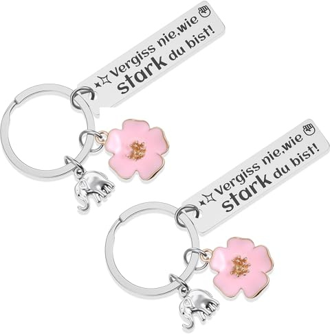 Nogeqi 2 Stück Mutmacher Geschenk Schlüsselanhänger Vergiss nie wie Stark du bist, Gute Besserung Geschenke Mama Schwester Kollegin Geburtstagsgeschenk Geburtstag Geschenke für Frauen Mädchen Freundin