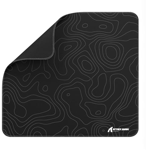 ATTACK SHARK CM02 Gaming Mouse Pad for Esports Speed Large Mouse mats for Desk Waterproof Surface Stitched Edges and Anti-Slip Rubber Base Size L Laminate 17.72” x 15.75” x 0.16” Black Contour