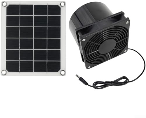 Solarmodul-Ventilator-Set, 10 W, wetterfest, mit Flansch, Abluftventilator für kleine Hühnerställe, Gewächshäuser, Schuppen, Haustierhäuser, Fenster