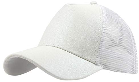 LZPCarra Colorwaschmittel Caps Glitzer-Baseballmütze, Visier, einfarbige Brötchen, unordentliche Unisex-Baseballmützen Colorwaschmittel Caps (White, One Size)