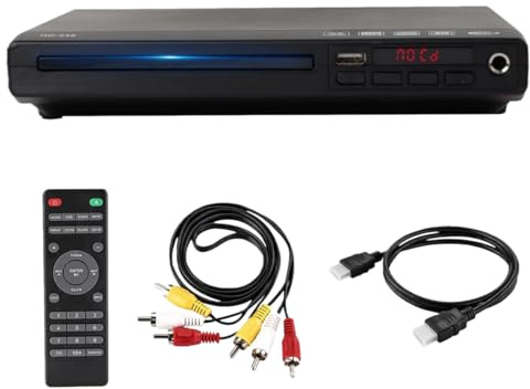 XUMIUZIY DVD Player für Fernseher mit HDMI, 1080P Region Free, Kompakter CD/DVD Player für Smart TV, mit Fernbedienung und HDMI/AV/USB/6,5 mm Mikrofonanschluss, Unterstützt NTSC/PAL (1080P)