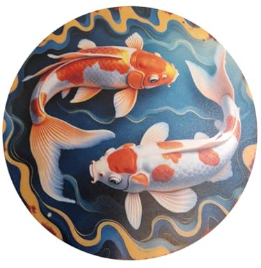 Koi Fish Garden Pond Tin Sign Vintage Style Home Bar Garden Wall Plaque Decor Metal Poster 8x8 Inch