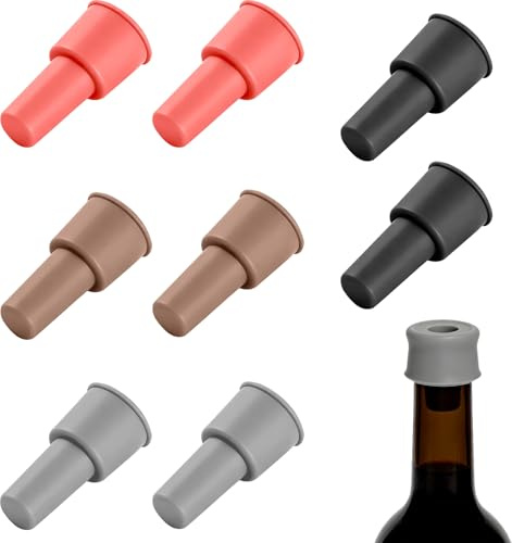 XRVRILE 8 tapones de silicona para botellas de vino, tapas herméticas para botellas de vino, reutilizables, para cocina, bar, fiesta