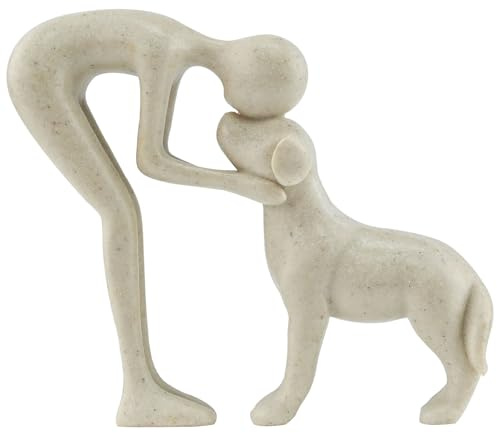 DARENYI Dekorative Statue Mann und Hund, Moderne Abstrakte Kunst | Niedliches Haustier-Erinnerungsgeschenk für Hundeliebhaber, Dekoration für Regal, Büro, Wohnzimmer, Schlafzimmer (Sandstein)